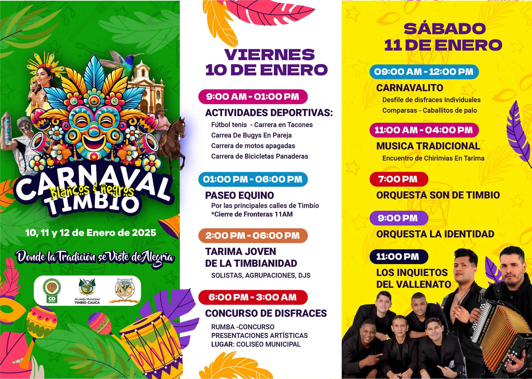 Timbío excelente opción para disfrutar del Carnaval de Blancos y