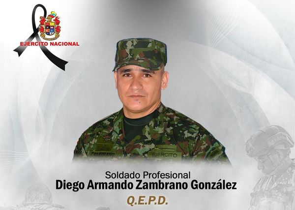 Él es Diego Armando Zambrano soldados profesional asesinado en El Plateado, Cauca