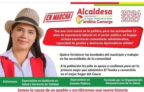 Carolina Camargo, aspirante a la alcaldía de El Tambo, Cauca, que resultó herida tras un ataque armado
