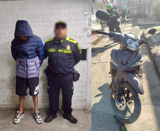 Señalado delincuente fue capturado por la policía tras hurtar motocicleta en Popayán mediante atraco