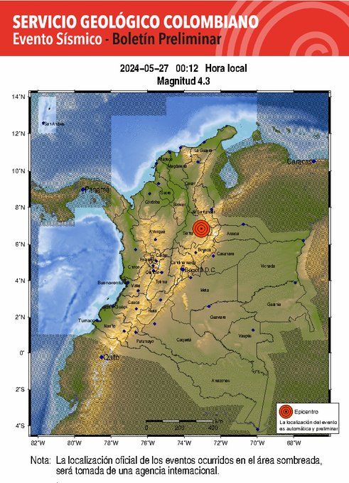 Tolima y Santander, sacudidos esta mañana por temblores