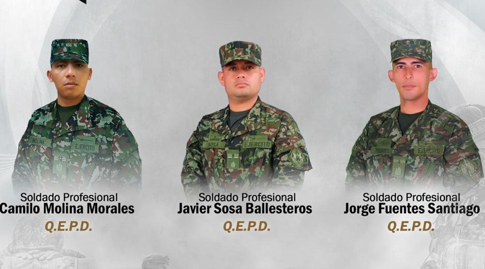Ellos son los tres militares asesinados por las Disidencias en Argelia, Cauca