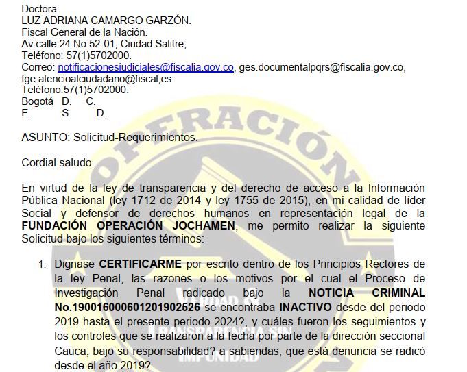 Grave denuncia contra la Fiscalía: ¿Corrupción e ineficacia en el proceso penal 190016000601201902526?