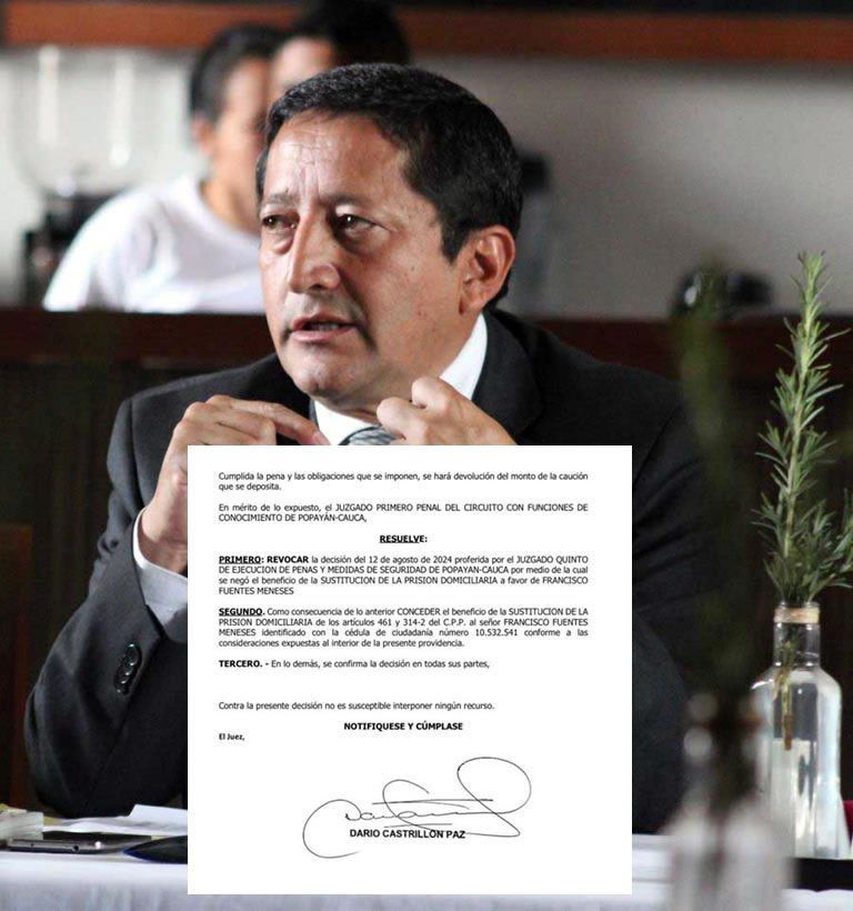 La Justicia colombiana revoca decisión y restablece los derechos de Francisco Fuentes