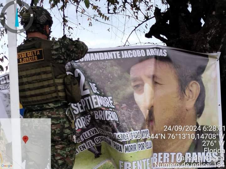 Desinstalan pancarta alusiva a las disidencias de las Farc en la vía Miranda-Florida