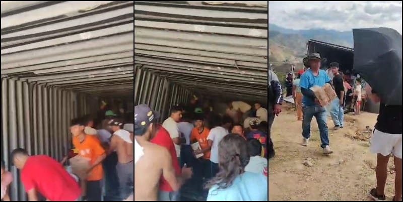 ¡Indignante! estos son los ladrones que saquearon un camión accidentado en el Cauca