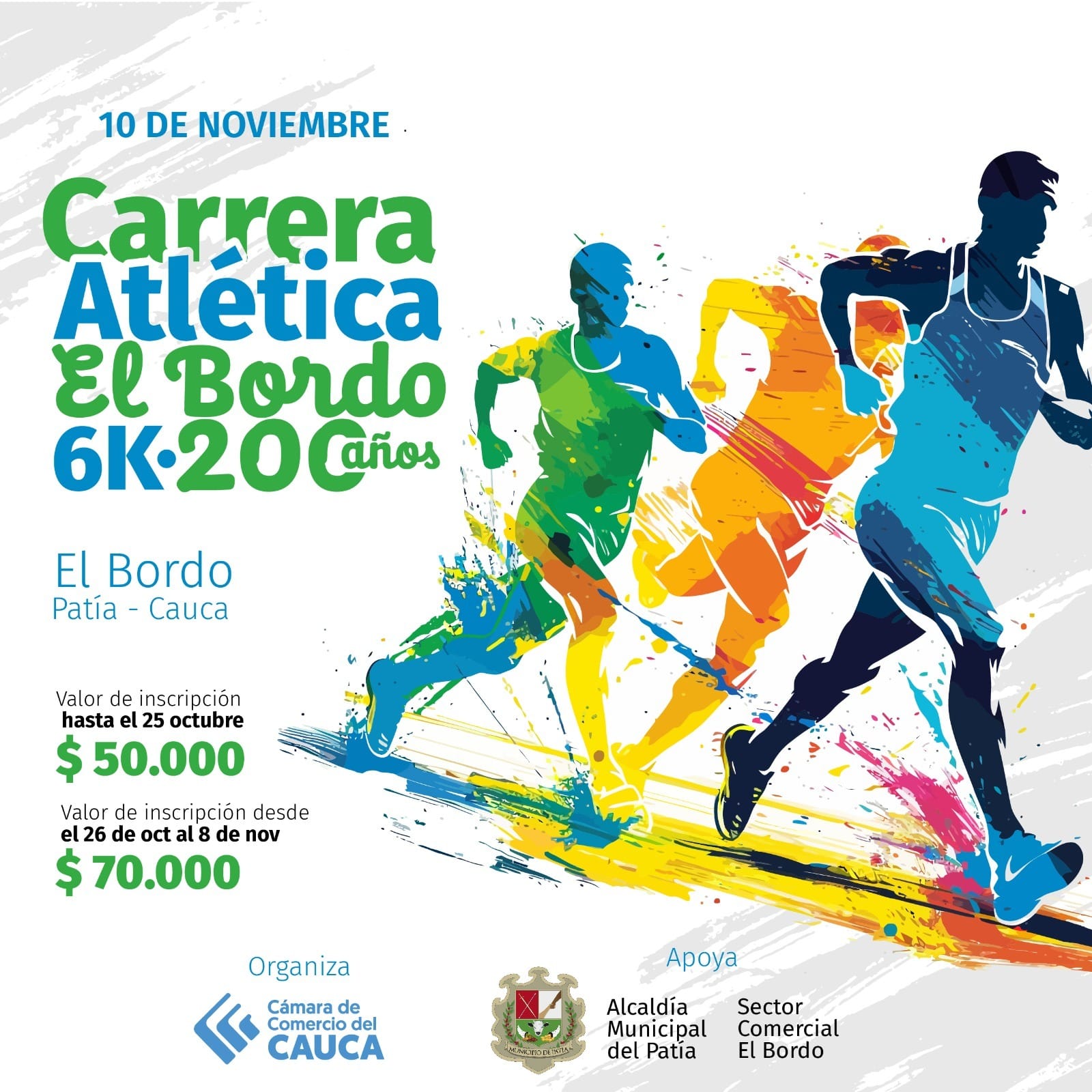 ¡El Sur del Cauca se Prepara para la Gran Carrera Atlética 6K 'El Bordo 200 Años'! 🏃‍♂️🏃‍♀️