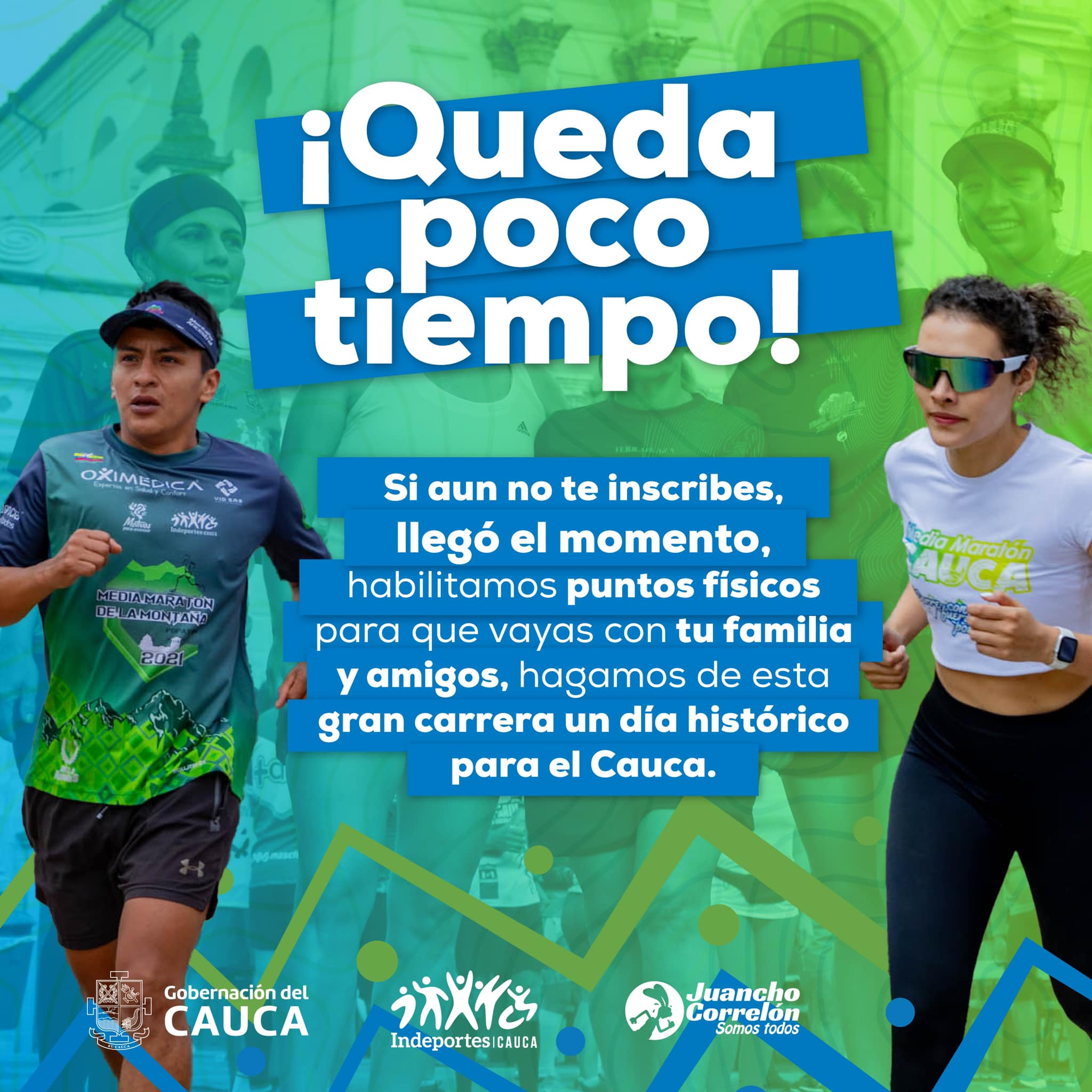 ¡Corre a inscribirte en nuestros puntos físicos! Ya se acerca la Media maratón del Cauca