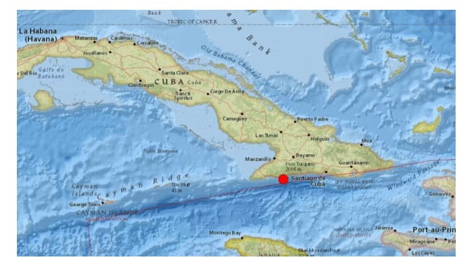 Fuerte sismo de magnitud 5,9 sacude la costa sur de Cuba cerca de Santiago de Cuba