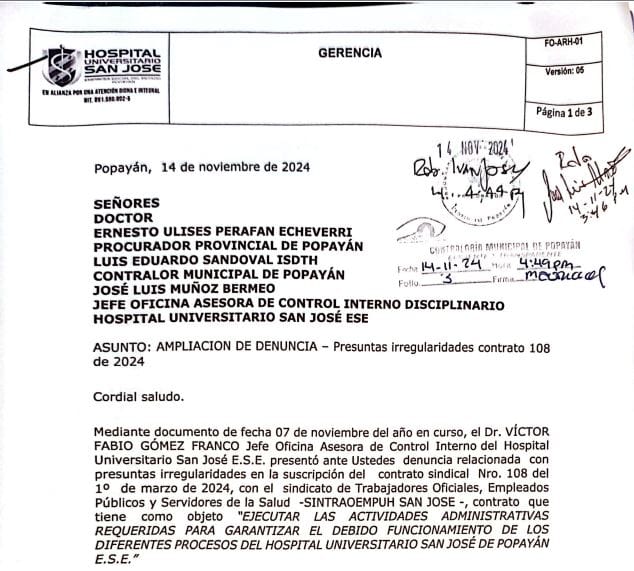 Hospital San José: cuestionan contrato firmado por la gerencia anterior que supera los $11.500 millones