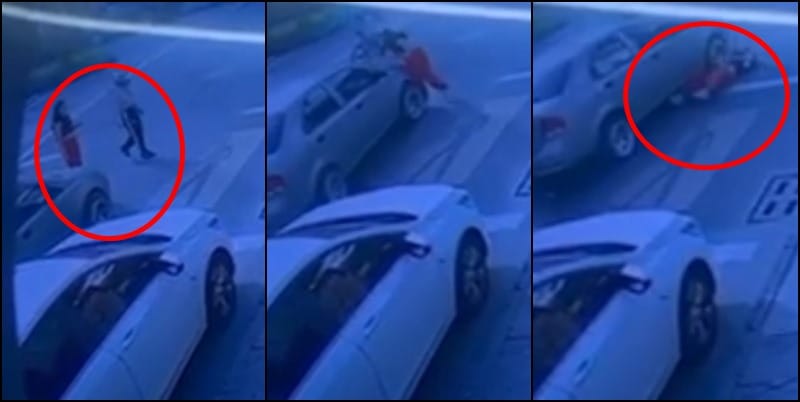 (Vídeo) Sujeto le pasó el carro por encima a una mujer: ahora está entre la vida y la muerte