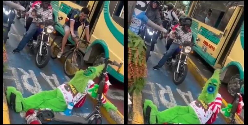 "Esto es ciclo ruta no moto ruta", el Grinch haciendo educación vial a motociclistas irresponsables