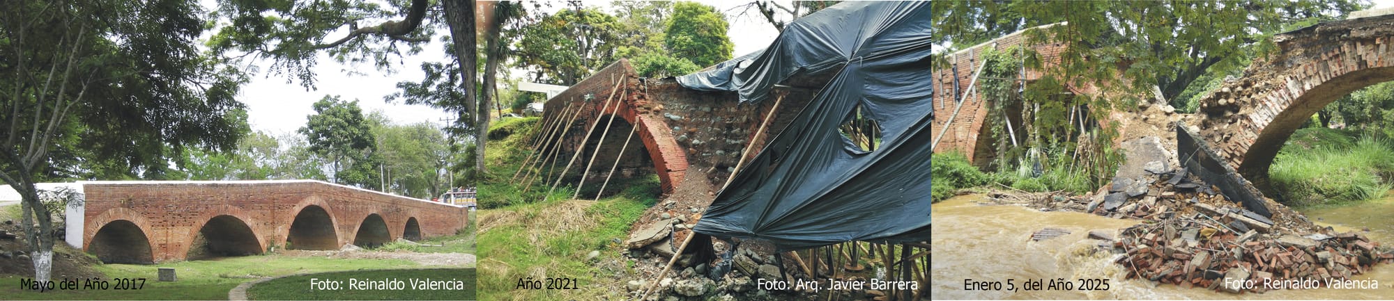 ¡Crónica anunciada del desplome del puente de arco de ladrillo La Custodia en Caloto (BICN) y un SOS por el riesgo de colapso del puente de arco del Humilladero en Popayán (BICN)!"