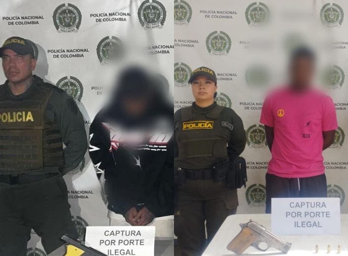 Dos personas capturadas por porte ilegal de armas en Puerto Tejada, Cauca