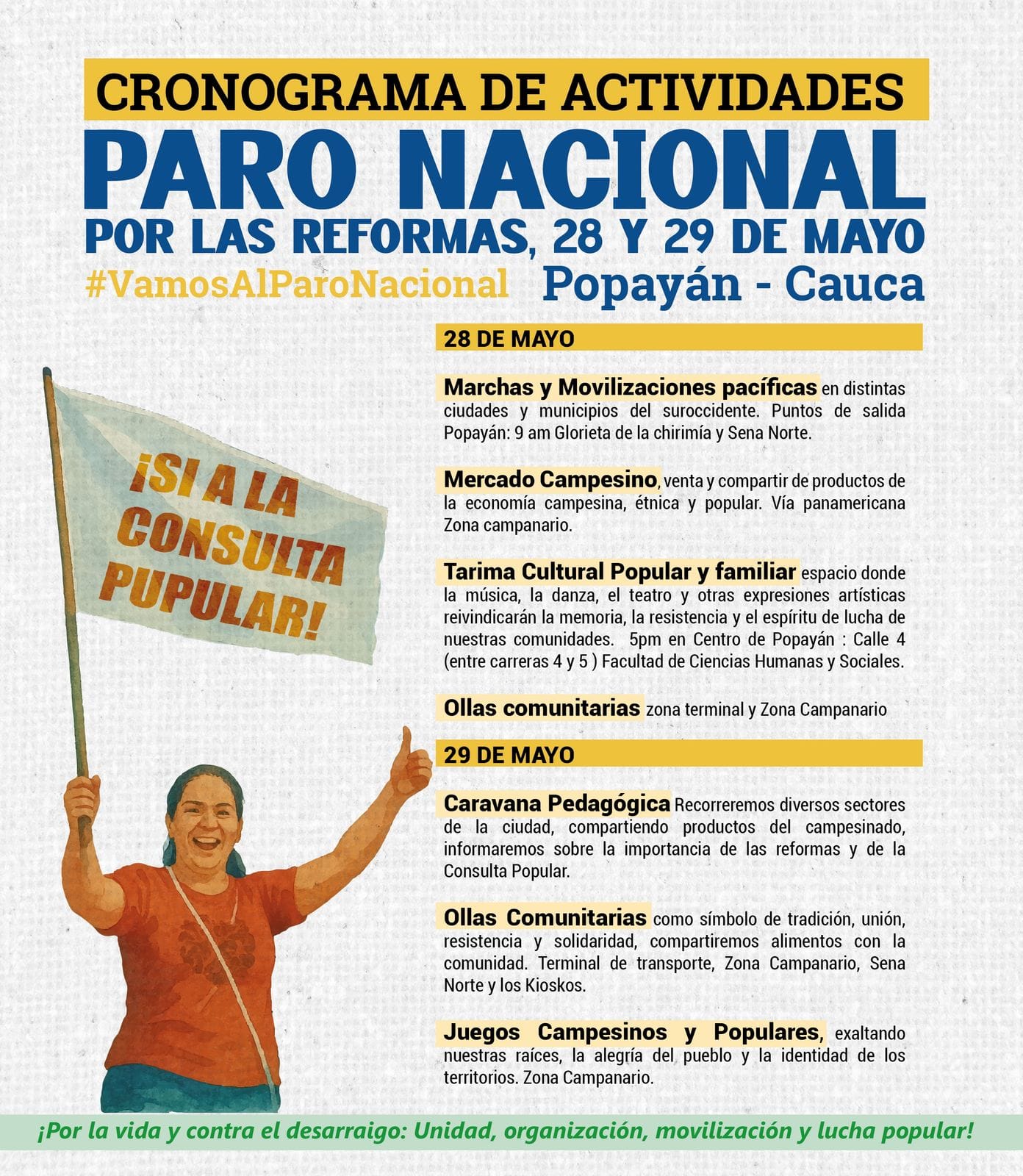 Campesinos de todo el Cauca llegan a Popayán para apoyar el Paro Nacional