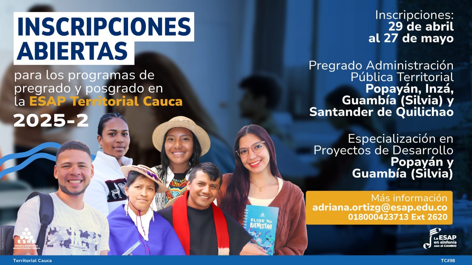 ESAP abre inscripciones para pregrado y posgrado 2025-2 en Cauca