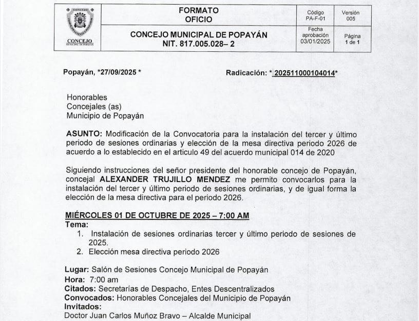 Una jugada a la vieja usanza: el Concejo de Popayán prepara la elección de Daniel Muñoz como presidente
