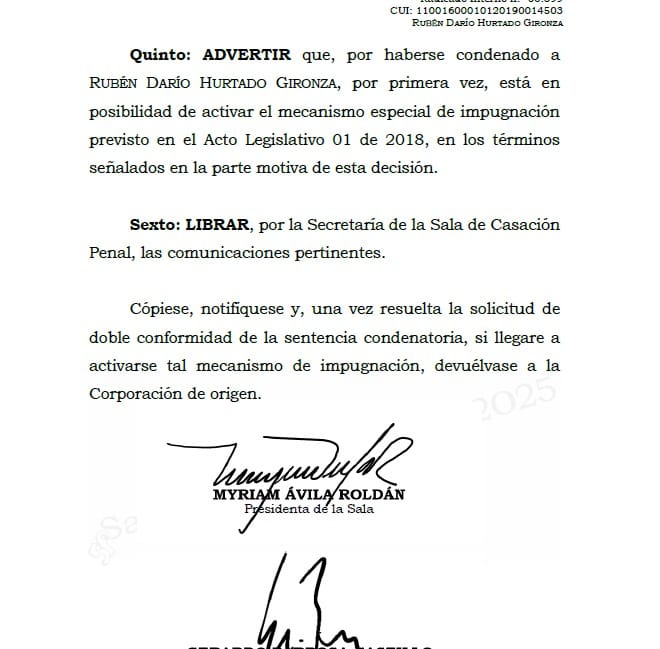 Corte Suprema condena a Rubén Darío Hurtado Gironza por prevaricato en caso Quipux en Popayán