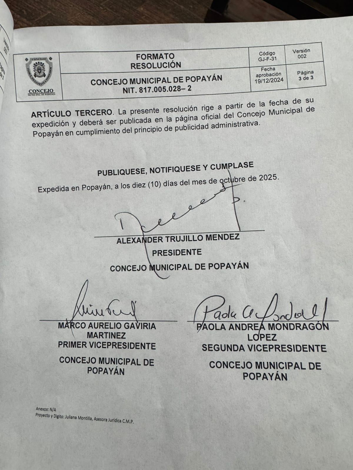 Concejo de Popayán revoca la convocatoria para elegir Contralor 2026–2029 tras denuncias de ilegalidad