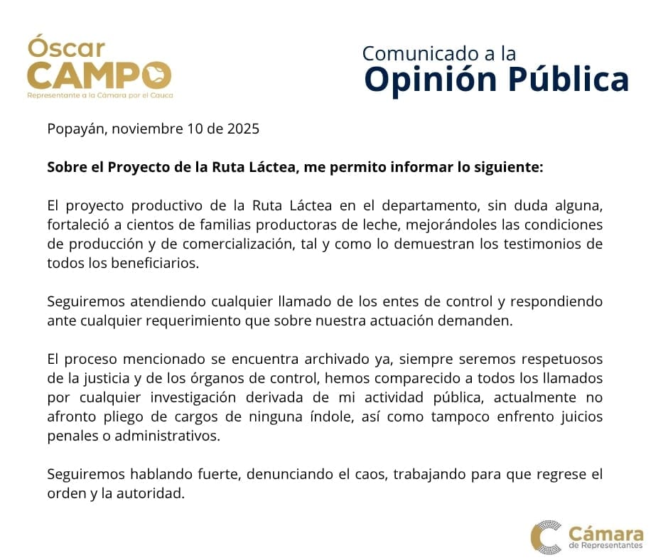El comunicado de Óscar Campo omite lo esencial: el proceso prescribió, no lo absolvieron