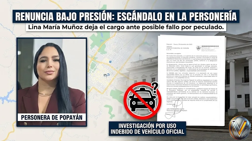 ¿Renuncia estratégica? El escándalo de "peculado por uso" que acorraló a la Personera de Popayán