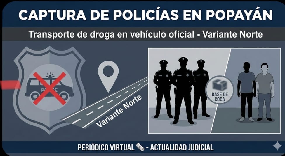 Escándalo en la Policía: Capturan a tres uniformados y dos civiles transportando base de coca en vehículo oficial en Popayán