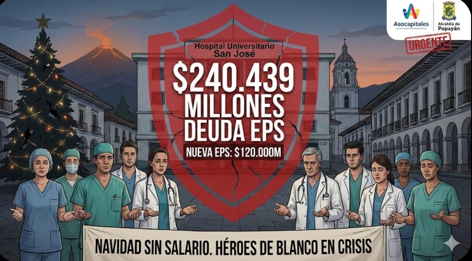 Crisis en el Hospital San José de Popayán: Los "Héroes de Blanco" enfrentan una Navidad sin salarios por millonaria deuda de las EPS
