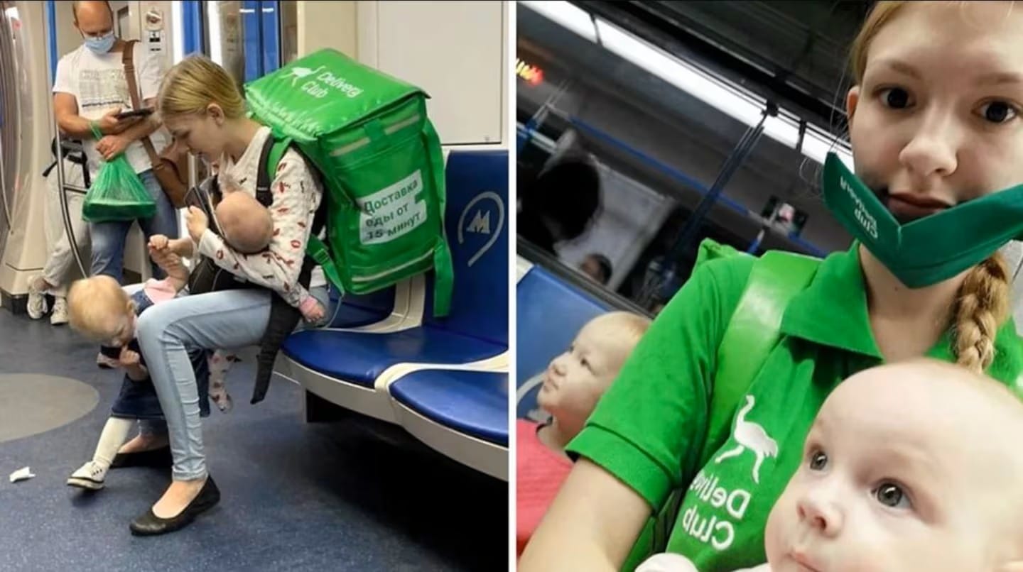 Lleva a sus hijas a todas partes mientras trabaja con una app de delivery