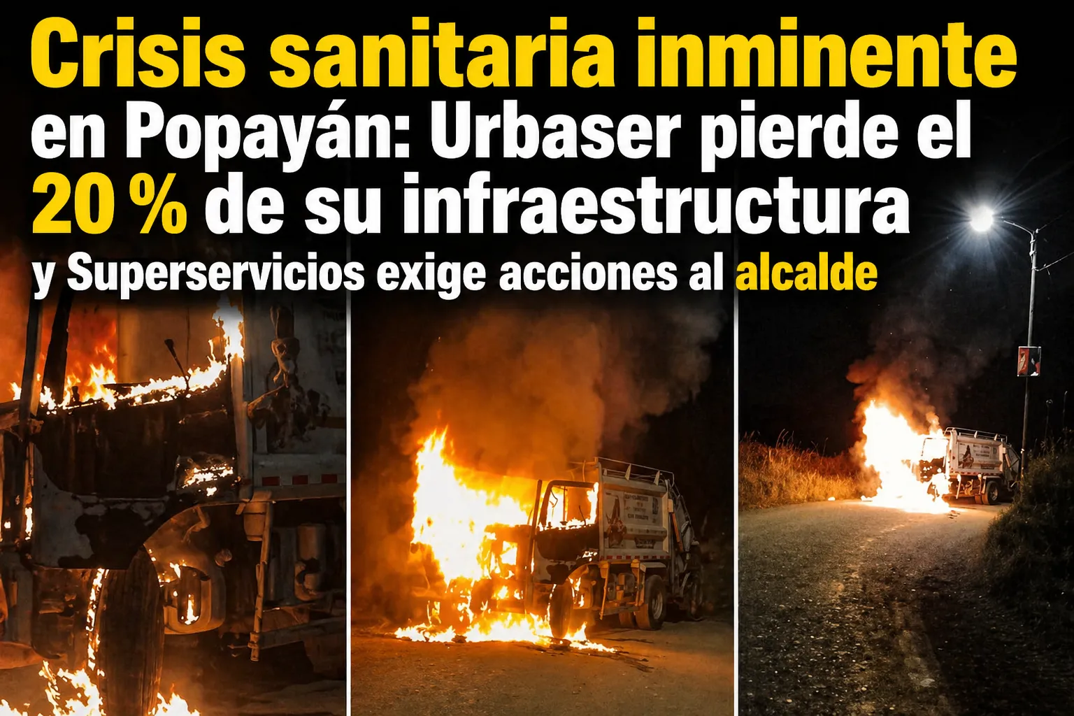 Crisis sanitaria inminente en Popayán: Daño en infraestructura afecta el 20 % de Urbaser; Superservicios exige acciones al alcalde"