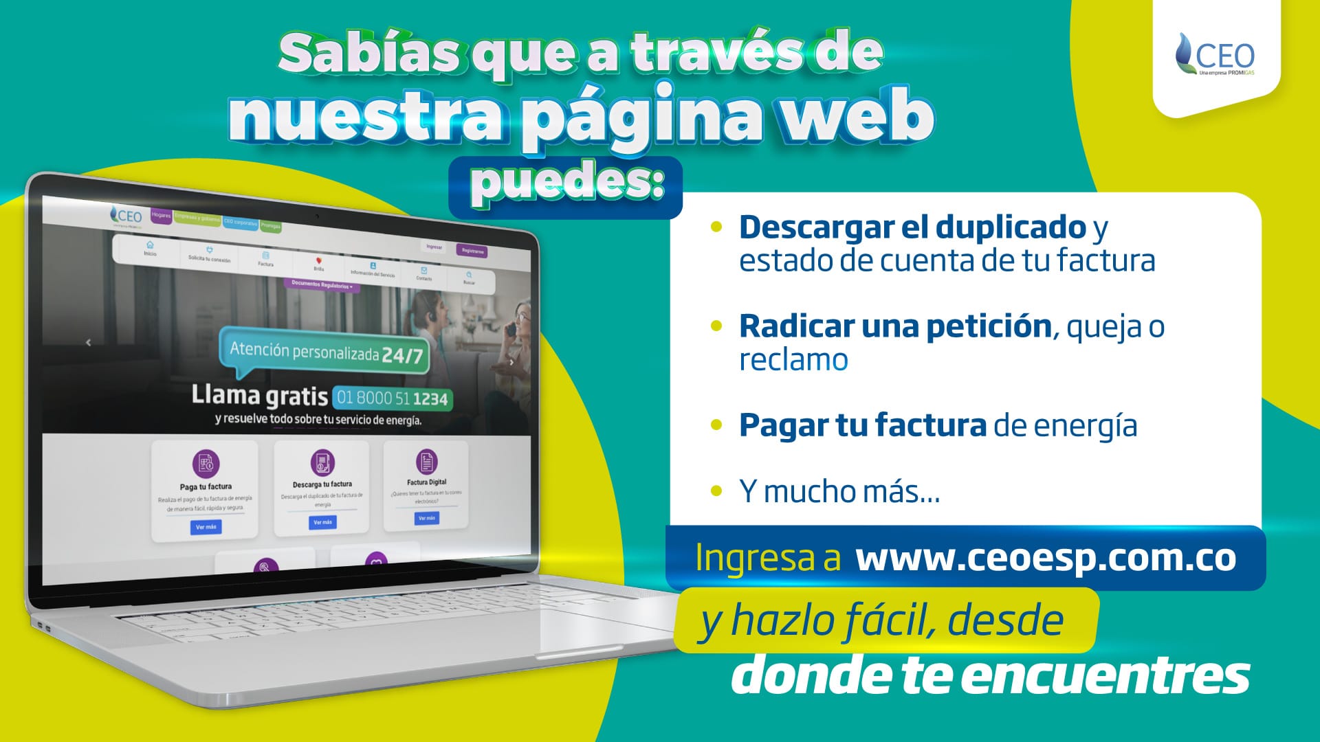 CEO virtualiza trámites de energía: conozca cómo pagar y radicar peticiones en línea