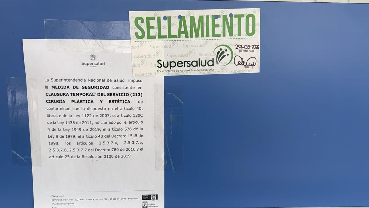 Supersalud ordena cierre temporal de servicio de cirugía plástica y estética en clínica vinculada al médico Gabriel Cubillos