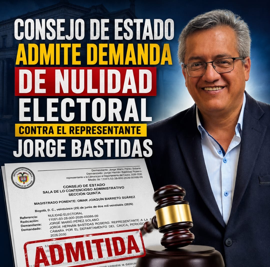 Consejo de Estado admite demanda de nulidad electoral contra el representante Jorge Bastidas