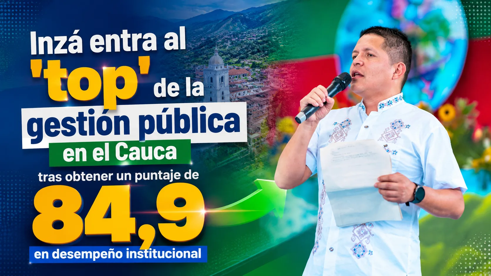 Inzá entra al 'top' de la gestión pública en el Cauca tras obtener un puntaje de 84,9 en desempeño institucional