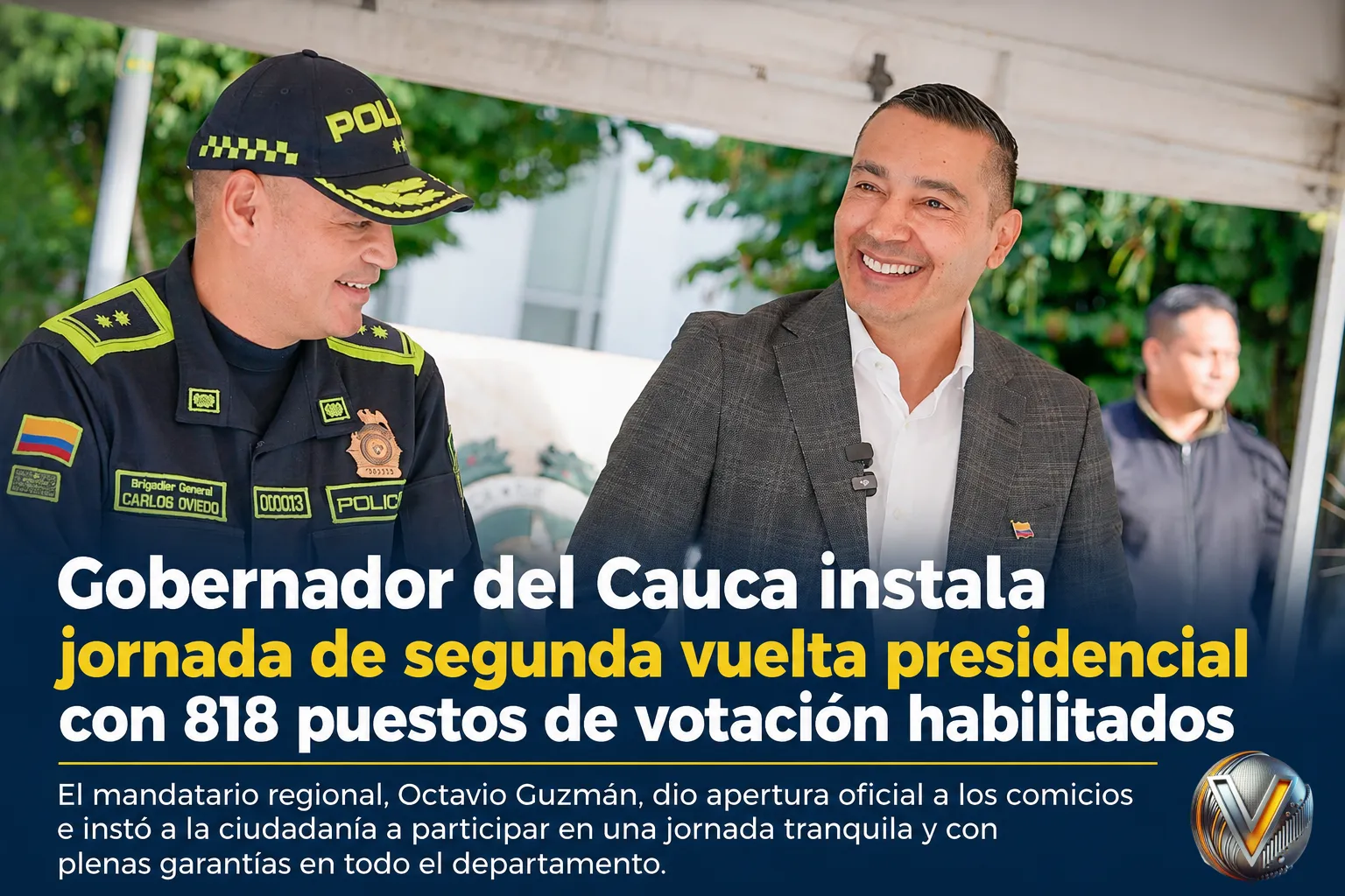 Gobernador del Cauca instala jornada de segunda vuelta presidencial con 818 puestos de votación habilitados