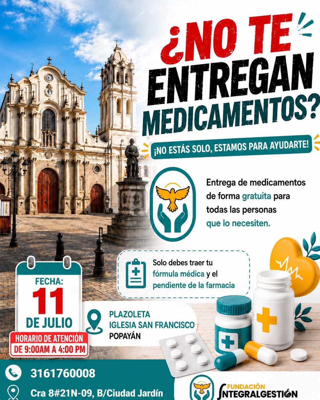 Jornada solidaria permitirá acceder gratuitamente a medicamentos en Popayán