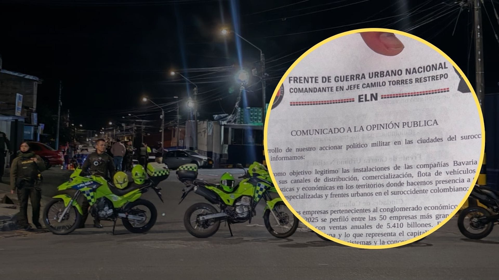 Con supuesto panfleto del ELN declaran objetivo militar a Bavaria y Postobón en Popayán