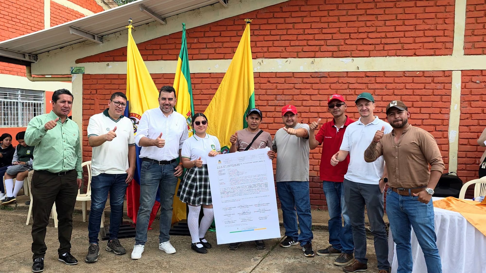 Gobernación firma acta de inicio para la construcción de polideportivo en institución educativa de La Vega