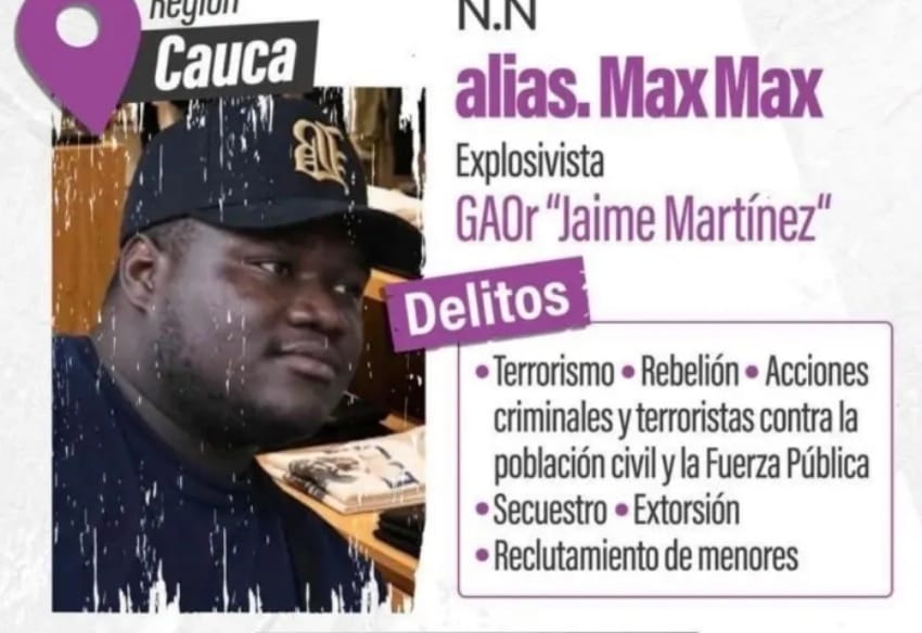 Alias ‘Max Max’ fue abatido: autoridades lo vinculan con el atentado de El Túnel en Cajibío