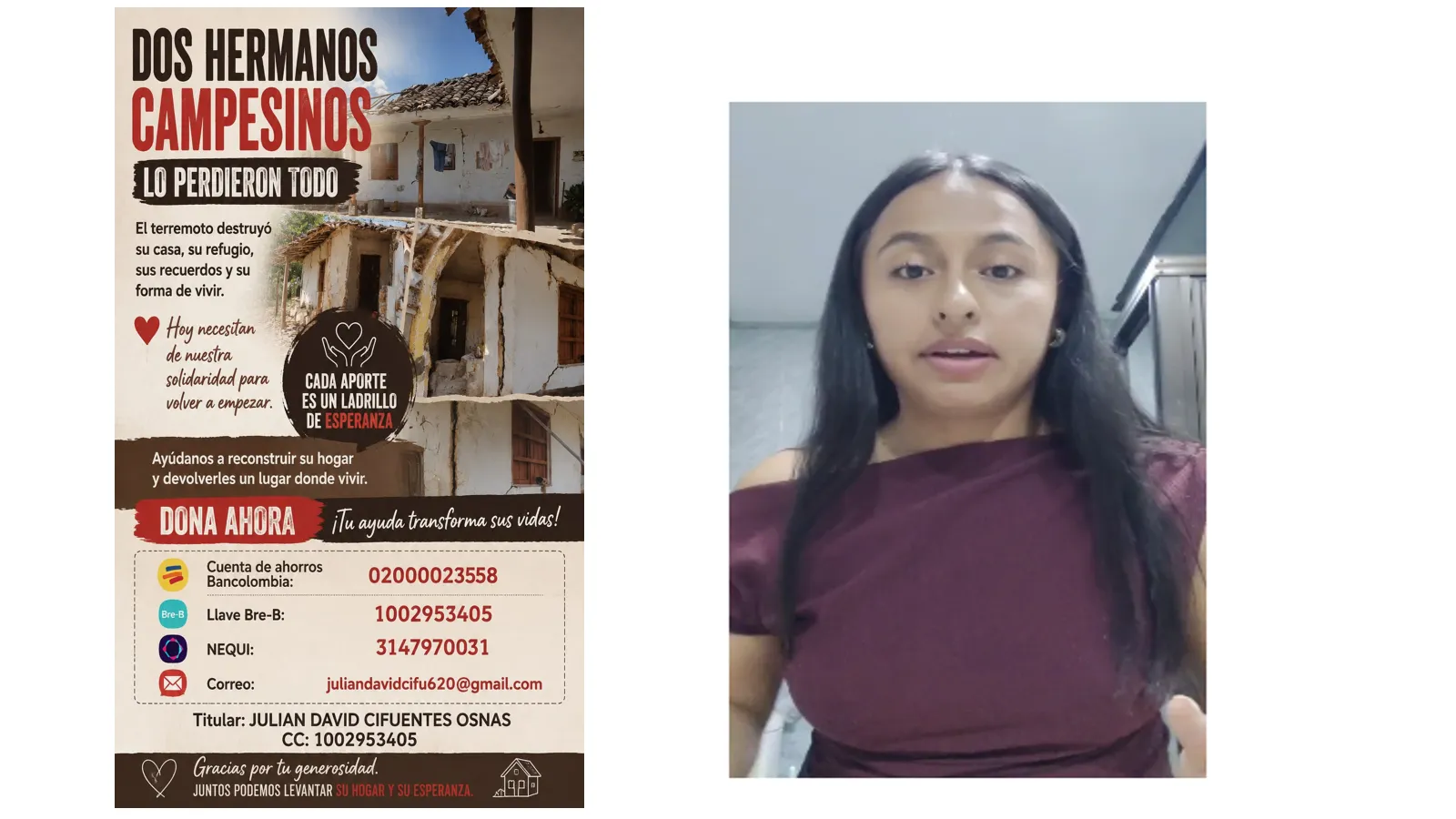 Dos adultos mayores perdieron su vivienda de más de 70 años tras un sismo. La comunidad busca solidaridad para reconstruir su hogar.