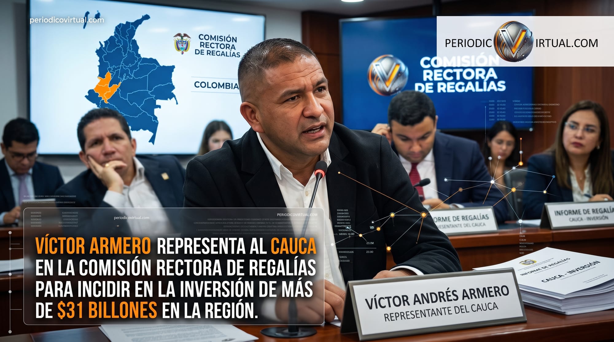 El Cauca recupera vocería en la decisión de las regalías del país: Víctor Armero es elegido en la Comisión Rectora del SGR