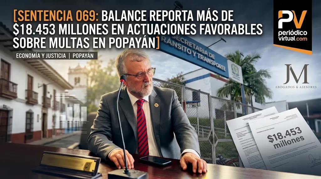 Sentencia 069: balance reporta más de $18.453 millones en actuaciones favorables sobre multas en Popayán