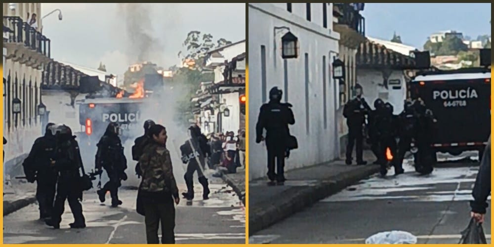 Fuertes disturbios en el centro de Popayán: encapuchados estarían usando papas bombas