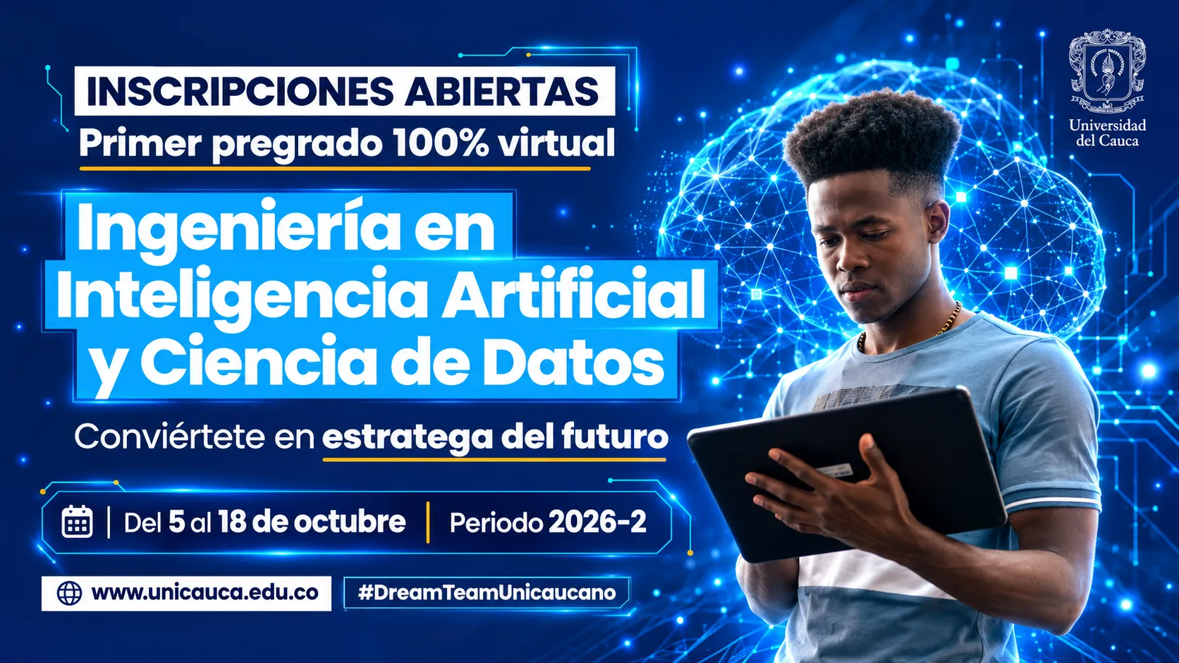 Unicauca abre inscripciones para su primer pregrado 100 % virtual en Inteligencia Artificial y Ciencia de Datos