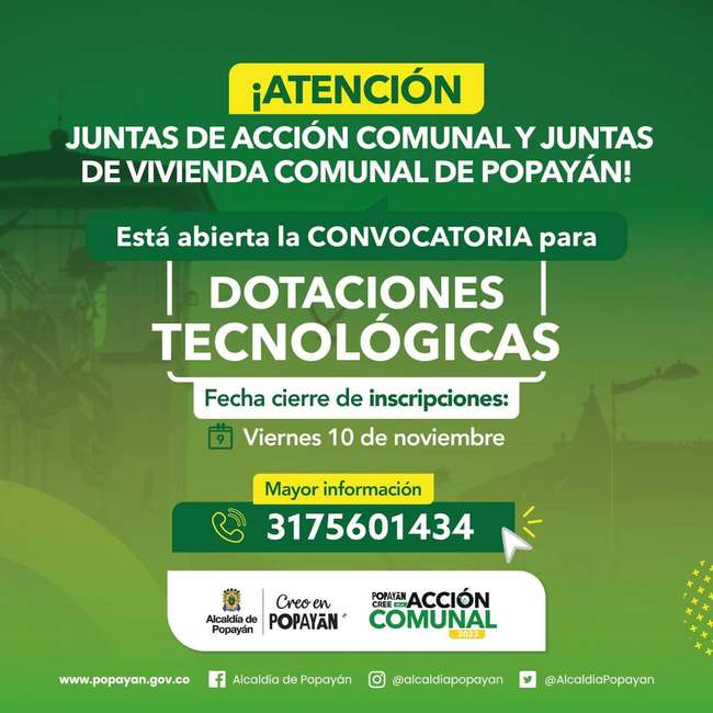 Invitaciones para las Juntas de Acción Comunal de Popayán