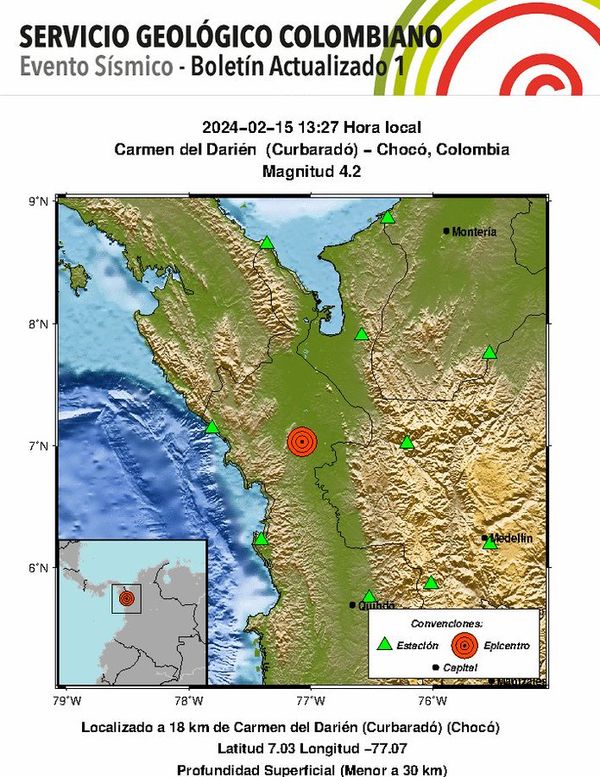 Fuerte temblor sacude Colombia esta tarde, con repercusiones en varias ciudades importantes