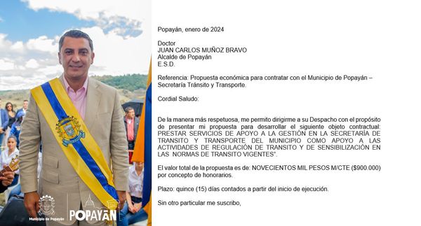 Alcalde Juan Carlos Muñoz, recuperemos a Popayán sin perder la dignidad