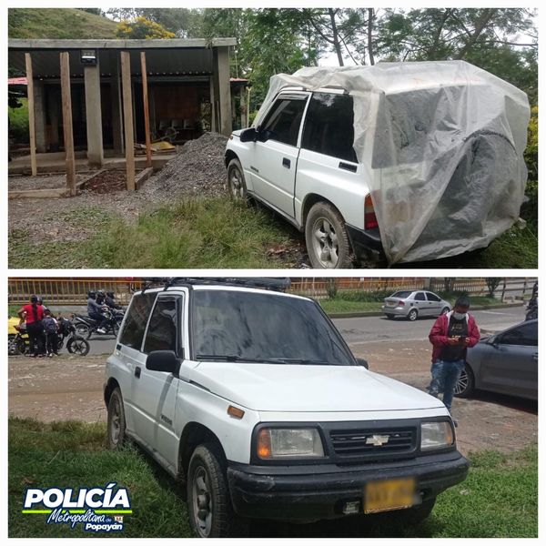 Recuperan vehículo tras ser hurtado en el barrio Bolívar de Popayán