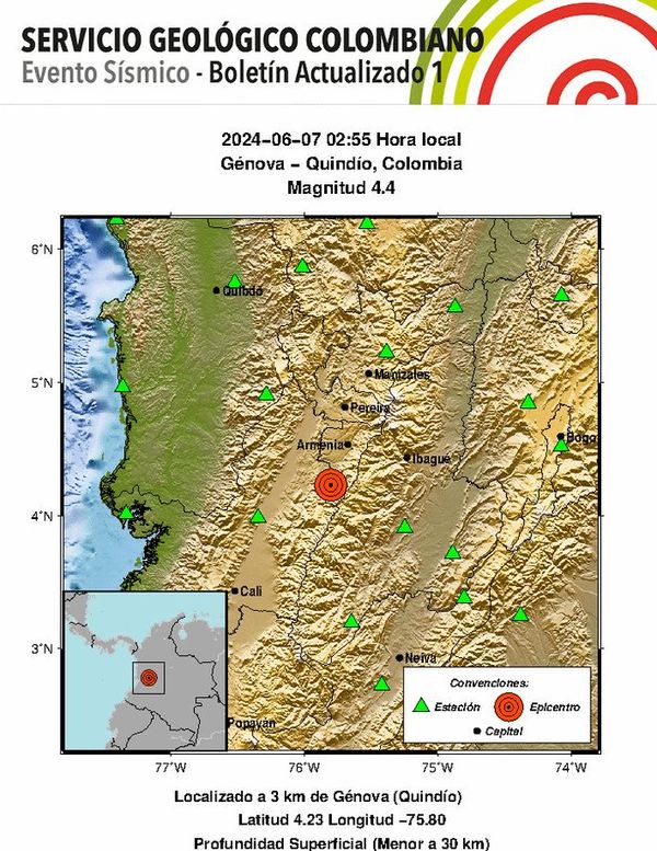 Colombia: Temblor se registró en la madrugada de este viernes 7 de junio