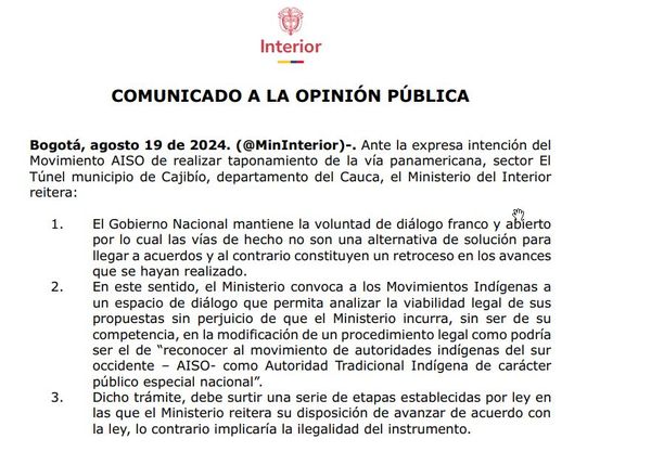 Tensión en el Cauca: AISO anuncia bloqueo de la Panamericana para mañana, un golpe devastador para la región y su gente