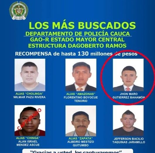 Capturado alias Jhon Maro, señalado cabecilla del frente Dagoberto Ramos de las Farc